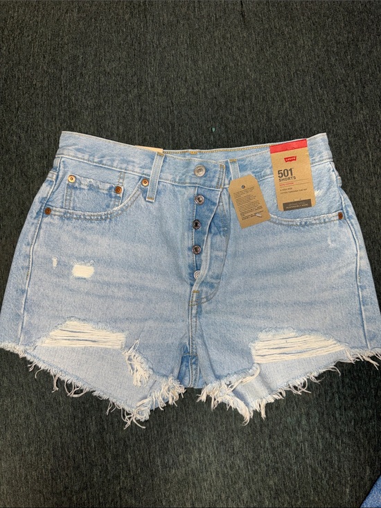 Levi's Pants - Levi's Light Blue Distressed 501 Button-Fly Jean Shorts